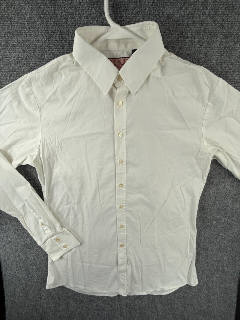 Thomas Pink Long Sleeve Button Up Shirt Super Slim Stretch 16.5 Cotton Blend